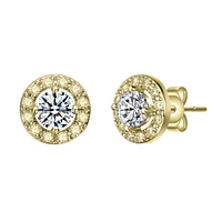 Rachel Glauber Cubic Zirconia Elegant Halo Stud Earrings