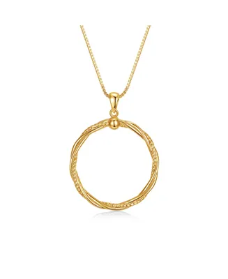 Rachel Glauber 14k Yellow Gold Plated Twisted Rope Eternity Wreath Halo Box chain Necklace