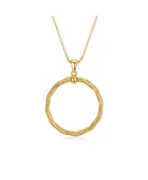 Rachel Glauber 14k Yellow Gold Plated Twisted Rope Eternity Wreath Halo Box chain Necklace