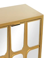 Rosemary Lane 32" Wood 1 Shelf and 3 Doors Cabinet with Mirrored Front