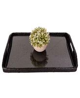 Artifacts Rattan Rectangular Tray with Glass Insert