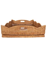 Artifacts Rattan Scallop Square Tray with Glass Insert