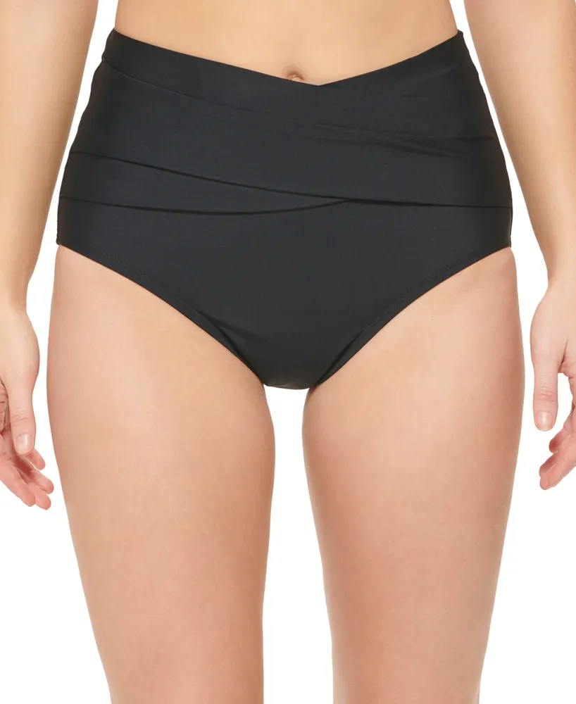 Calvin Klein Women's High-Waist Cross-Over Tummy-Control Bikini Bottoms