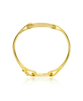 Genevive Sterling Silver 14K Gold Plated Clear Cubic Zirconia Bangle Bracelet