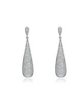 Genevive Sterling Silver Cubic Zirconia Solid Elongated Earrings