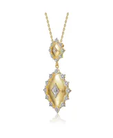 White Gold and 14K Gold Plated Cubic Zirconia Designed Pendant Necklace