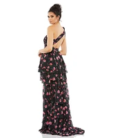 Mac Duggal Women's Ieena One Shoulder Ruffled High Low Gown