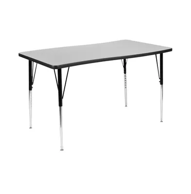 Emma+Oliver 28"W X 47.5"L Rectangle Wave Flexible Collaborative Adjustable Height Activity Table