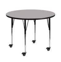 Emma+Oliver Mobile 42" Round Hp Laminate Adjustable Activity Table