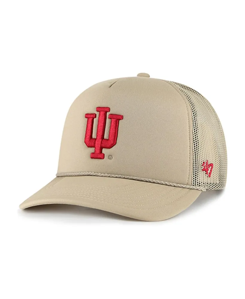 Men's '47 Brand Khaki Indiana Hoosiers Foam Front Mesh Trucker Snapback Hat