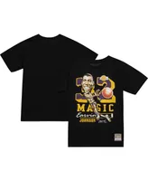 Men's Mitchell & Ness Magic Johnson Black Los Angeles Lakers Hardwood Classics Caricature T