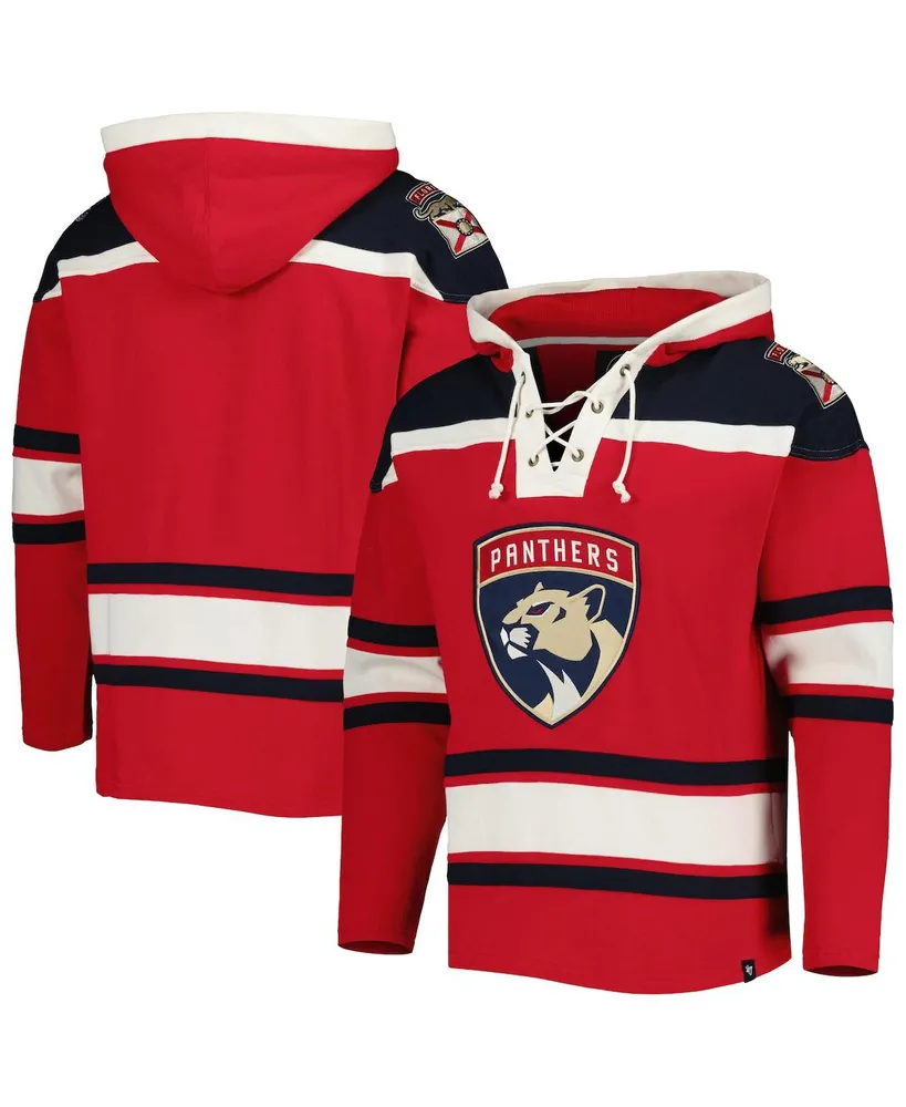 Men's '47 Brand Red Florida Panthers Superior Lacer Team Pullover Hoodie