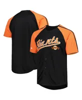 Men's Stitches Black San Francisco Giants Button-Down Raglan Fashion Jersey