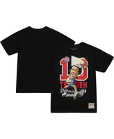 Men's Mitchell & Ness Dennis Rodman Black Detroit Pistons Hardwood Classics Caricature T-shirt