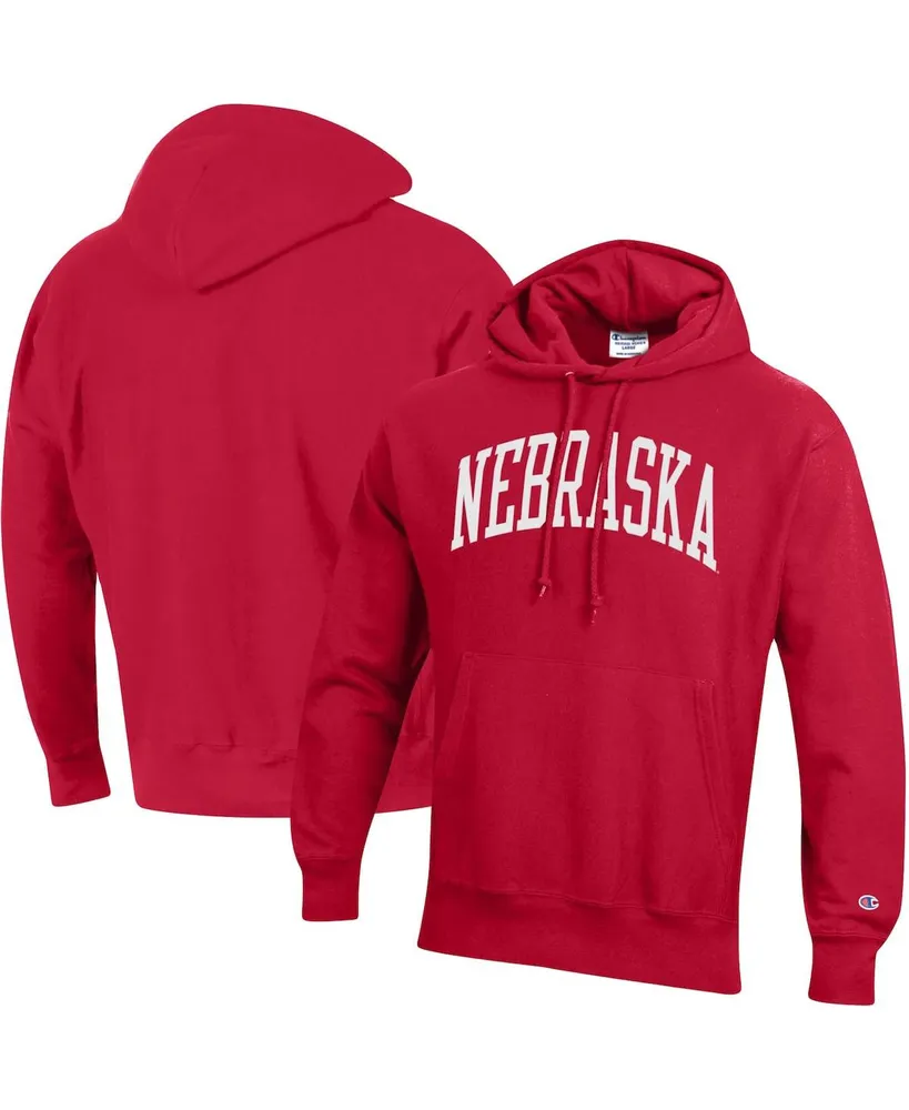 Men's Champion Scarlet Nebraska Huskers Team Arch Reverse Weave Pullover Hoodie