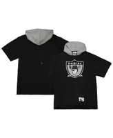 Men's Mitchell & Ness Black Las Vegas Raiders Postgame Short Sleeve Hoodie