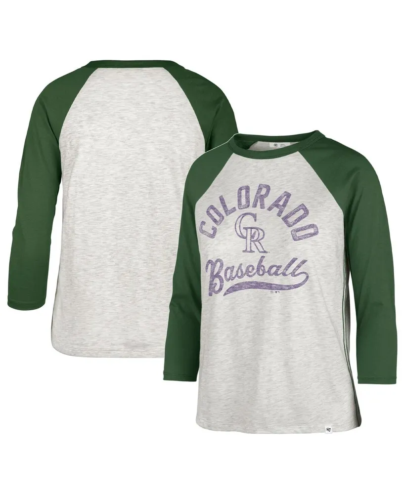 Women's '47 Brand Gray Colorado Rockies City Connect Retro Daze Ava Raglan 3/4-Sleeve T-shirt