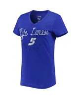 Women's G-iii 4Her by Carl Banks Royal Kyle Larson Bump & Run V-Neck T-shirt