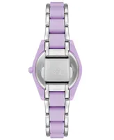 Anne Klein Women's Solar Silver-Tone and Lavender Oceanworks Plastic Watch, 32mm