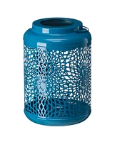 Glitzhome 8.75" H Metal Cutout Solar Powered Outdoor Hanging Lantern with Edison Bulb