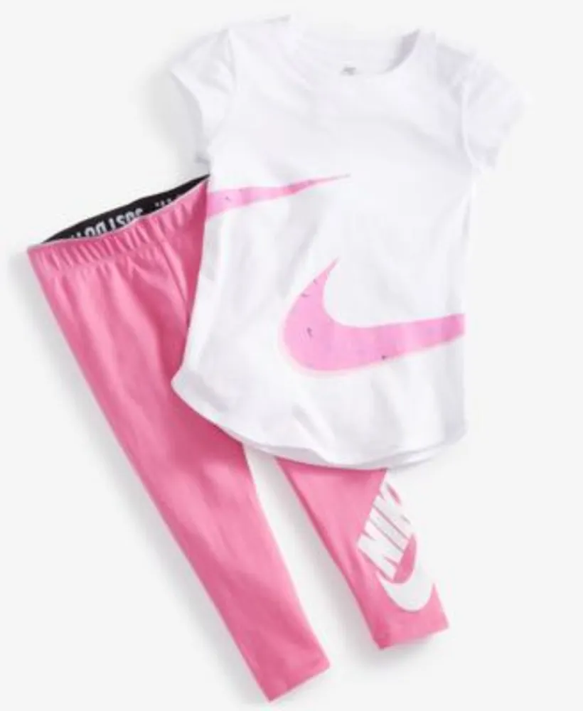 Nike Toddler Little Girls Swooshfetti Logo T Shirt Leg A See Stretch  Leggings