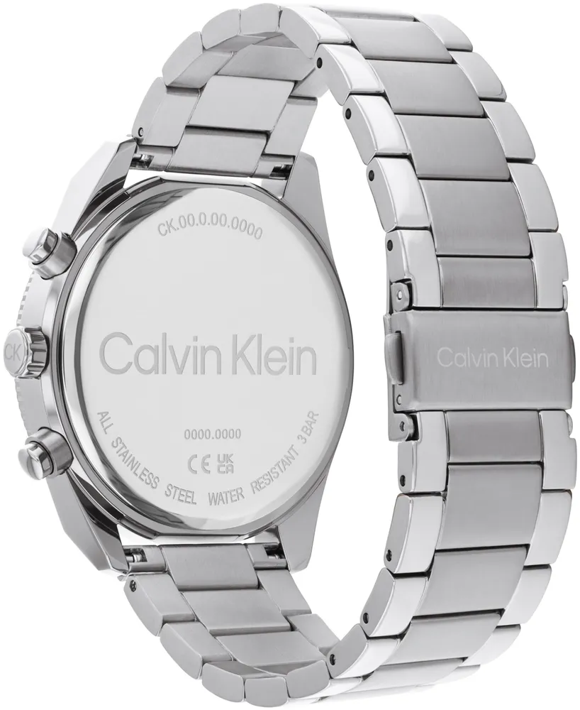 Calvin Klein Men's Multifunction Silver-Tone Stainless Steel Bracelet Watch 44mm