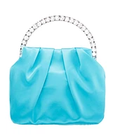 Nina Crystal Handle Satin Pouch Bag