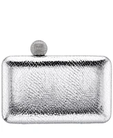 Nina Embossed Snake Minaudiere with Crystal Clasp