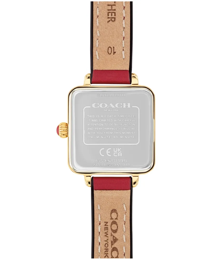 Coach Women's Cass Signature Horse and Carriage Red Leather Strap Watch, 22mm