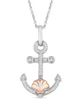 Enchanted Disney Fine Jewelry Diamond The Little Mermaid Ariel Princess Anchor Pendant Necklace (1/10 ct. t.w.) in Sterling Silver & 14k Rose Gold