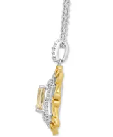 Enchanted Disney Fine Jewelry Citrine (7/8 ct. t.w.) & Diamond (1/5 ct. t.w.) Belle Pendant in Sterling Silver & 14k Gold, 16" + 2" extender - Two