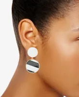 On 34th Gold-Tone Enamel Double-Drop Earrings, Created for Macy's