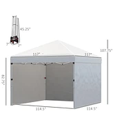 Outsunny 117" x 117" Pop Up Canopy Tent with 3 Sidewalls, Leg Weight Bags and Carry Bag, Height Adjustable Party Tent Event Shelter Gazebo for Garden,