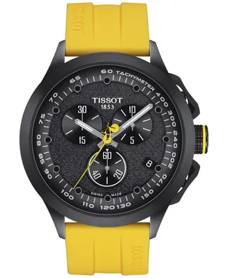 Tissot Men's Swiss Chronograph T-Race Cycling Tour de France 2023 Yellow Rubber Strap Watch 45mm