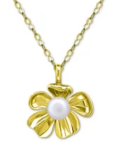 Giani Bernini Cultured Freshwater Pearl (5mm) Flower Pendant Necklace, 16" + 2" extender, Created for Macy's