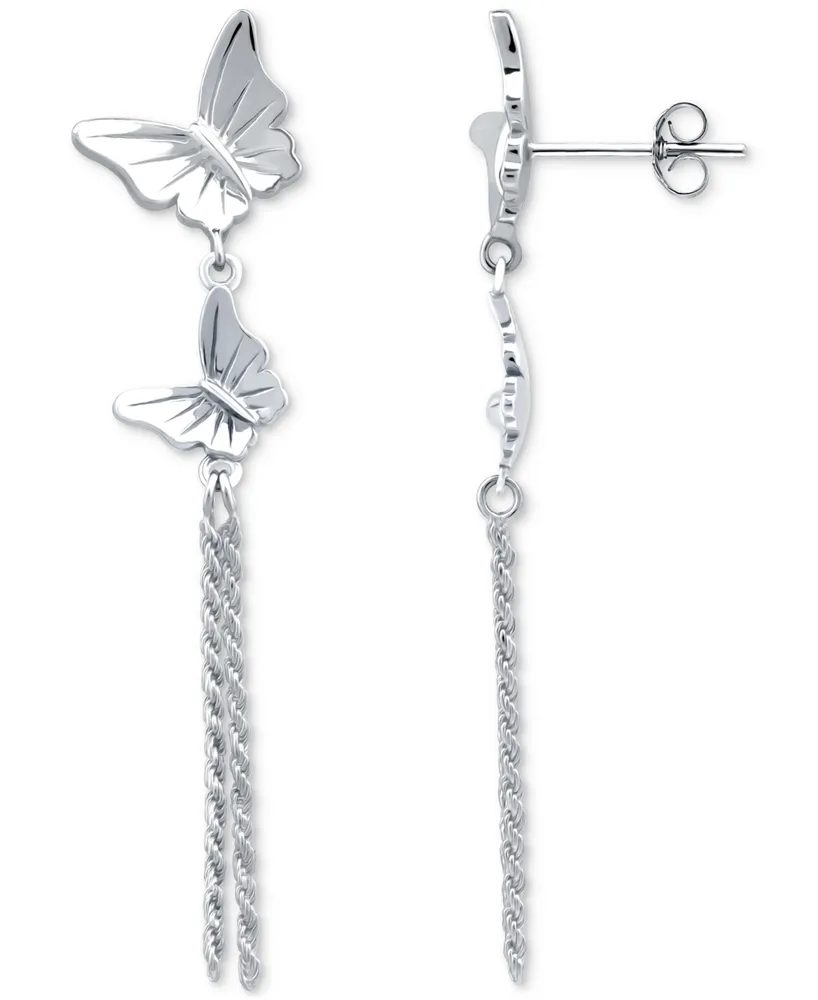 Giani Bernini Double Butterfly Chain Drop Earrings, Created for Macy's