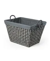 Baum 3 Piece Tapered Rectangular Storage Set in Open Weave with Ear Handles and Overlap Lift-Off Liner