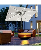 Outsunny 9' x 7' Solar Umbrella, Patio Umbrella with Led Lights