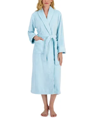 Charter Club Women's Long Solid Shine Plush Knit Robe, Created for Macy's