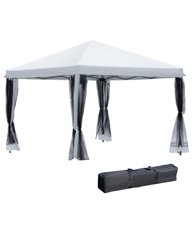 Outsunny 10' x 10' Pop-up Canopy Vendor Tent with Removable Mesh Walls, Easy Setup Design & Travel Bag Included White