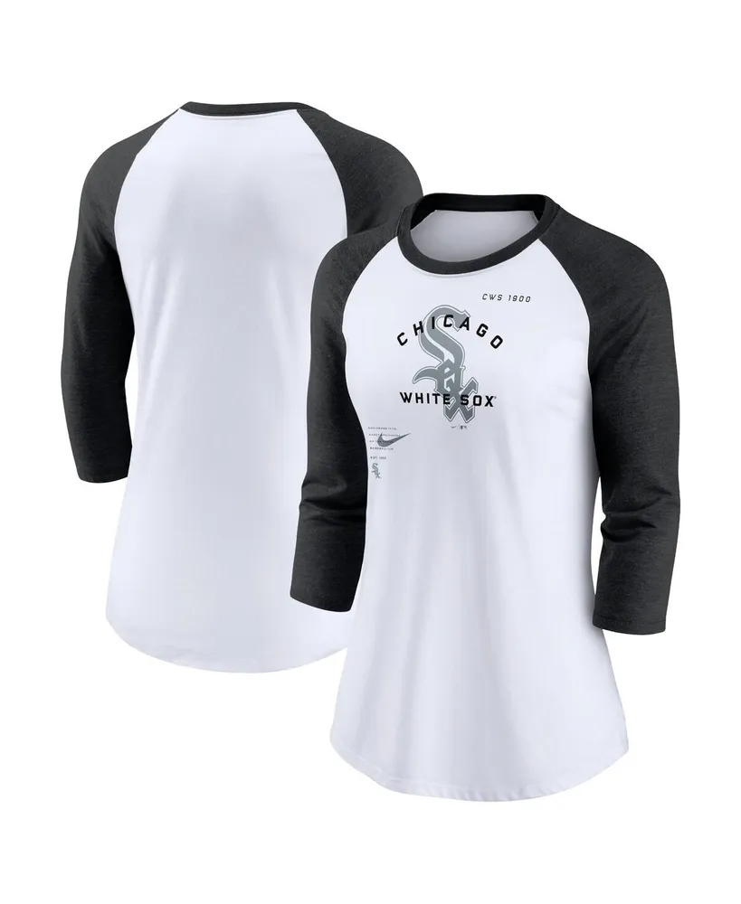 Women's Nike White, Black Chicago White Sox Next Up Tri-Blend Raglan 3/4-Sleeve T-shirt