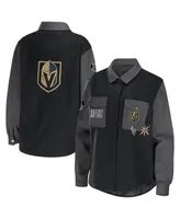 Women's Wear by Erin Andrews Black, Gray Vegas Golden Knights Colorblock Button-Up Shirt Jacket