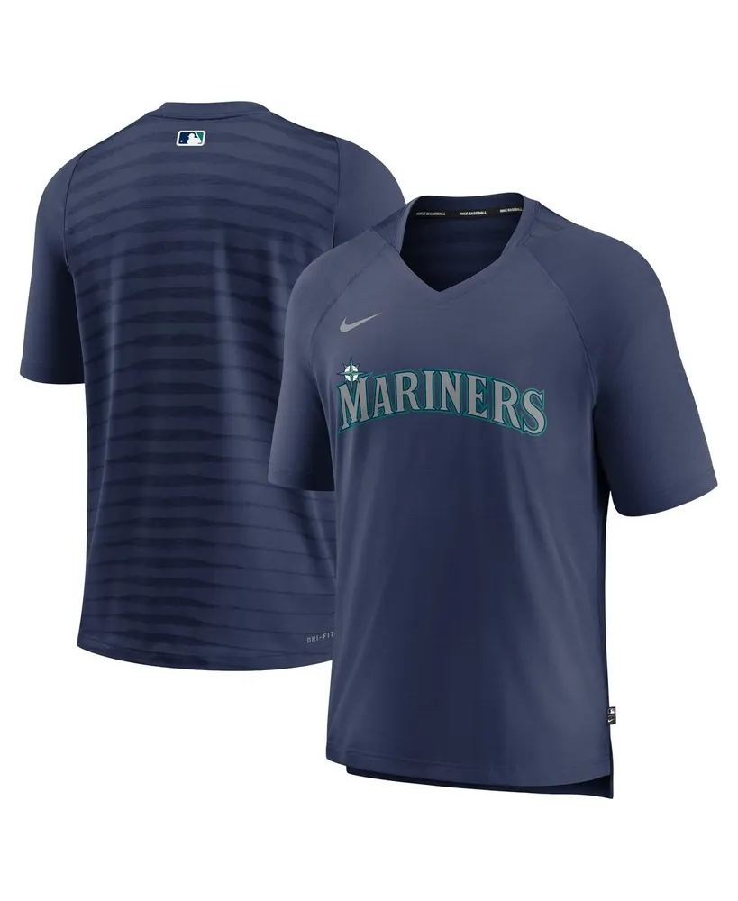 Men's Nike Navy Seattle Mariners Authentic Collection Pregame Raglan Performance V-Neck T-shirt