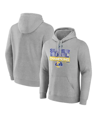 Men's Fanatics Heathered Gray Los Angeles Rams Super Bowl Lvi Champions Locker Room Trophy Collection Fitted Pullover Hoodie