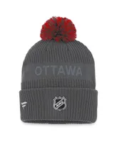 Men's Fanatics Charcoal Ottawa Senators Authentic Pro Home Ice Cuffed Knit Hat with Pom