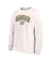 Women's Fanatics White Pittsburgh Steelers Leopard Team Pullover Sweatshirt