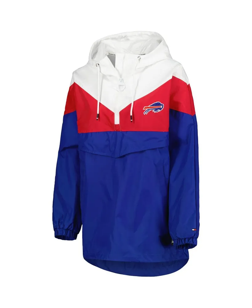 Women's Tommy Hilfiger White, Red Buffalo Bills Staci Half-Zip Hoodie Windbreaker Jacket