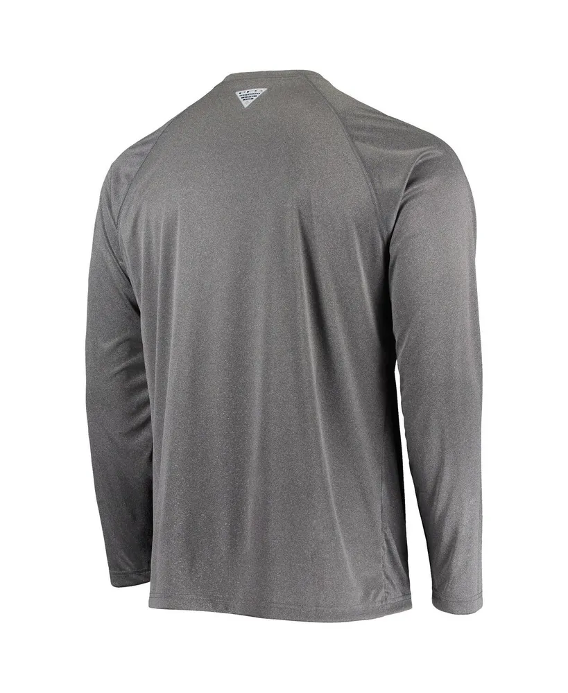 Men's Columbia Heathered Charcoal Kentucky Wildcats Pfg Terminal Tackle Raglan Omni-Shade Long Sleeve T-shirt
