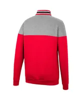 Men's Colosseum Red, Heather Gray Wisconsin Badgers Be the Ball Quarter-Zip Top