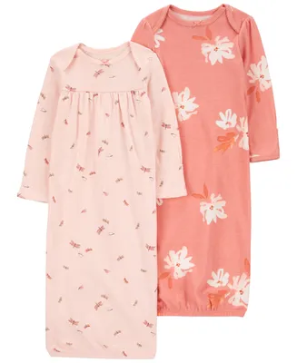 Carter's Baby Girls Sleeper Gowns, Pack of 2